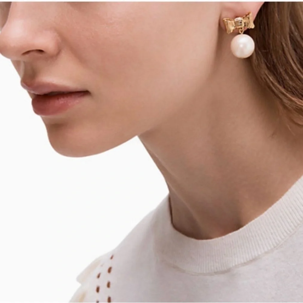 kate spade bow pearl earrings - Picture 2 of 6